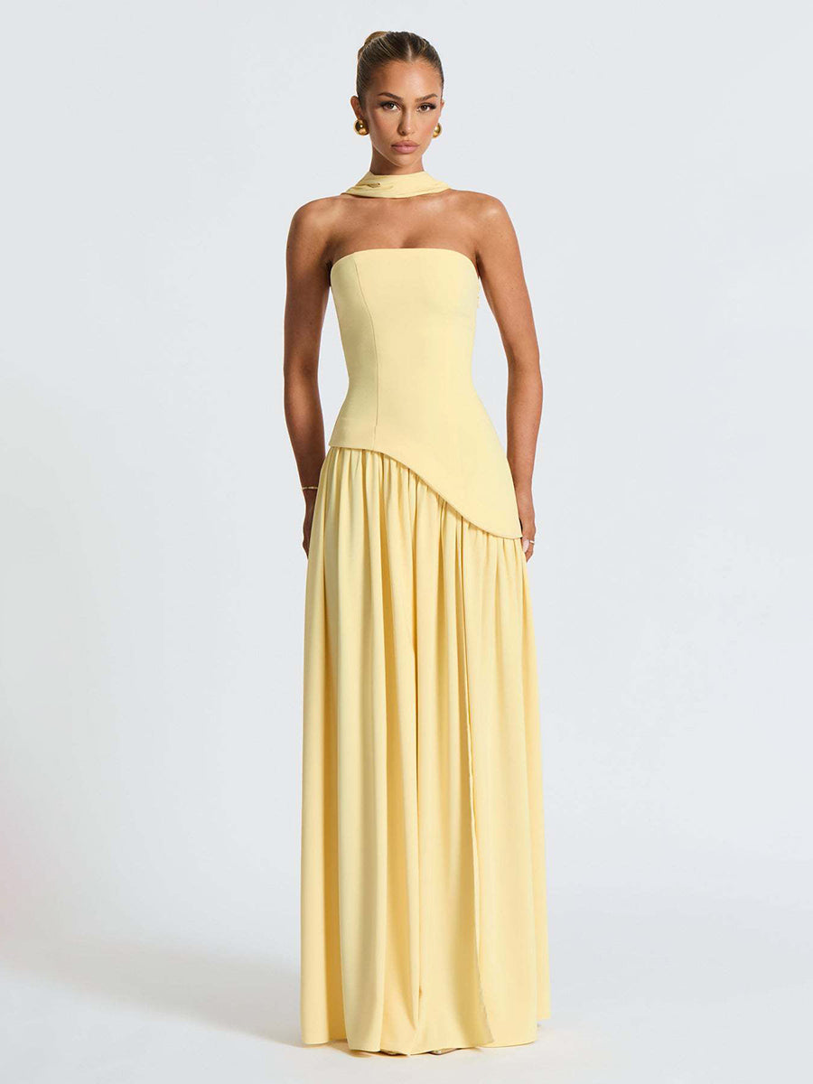 Strapless Asymmetric Waist Prom Dress XF251318