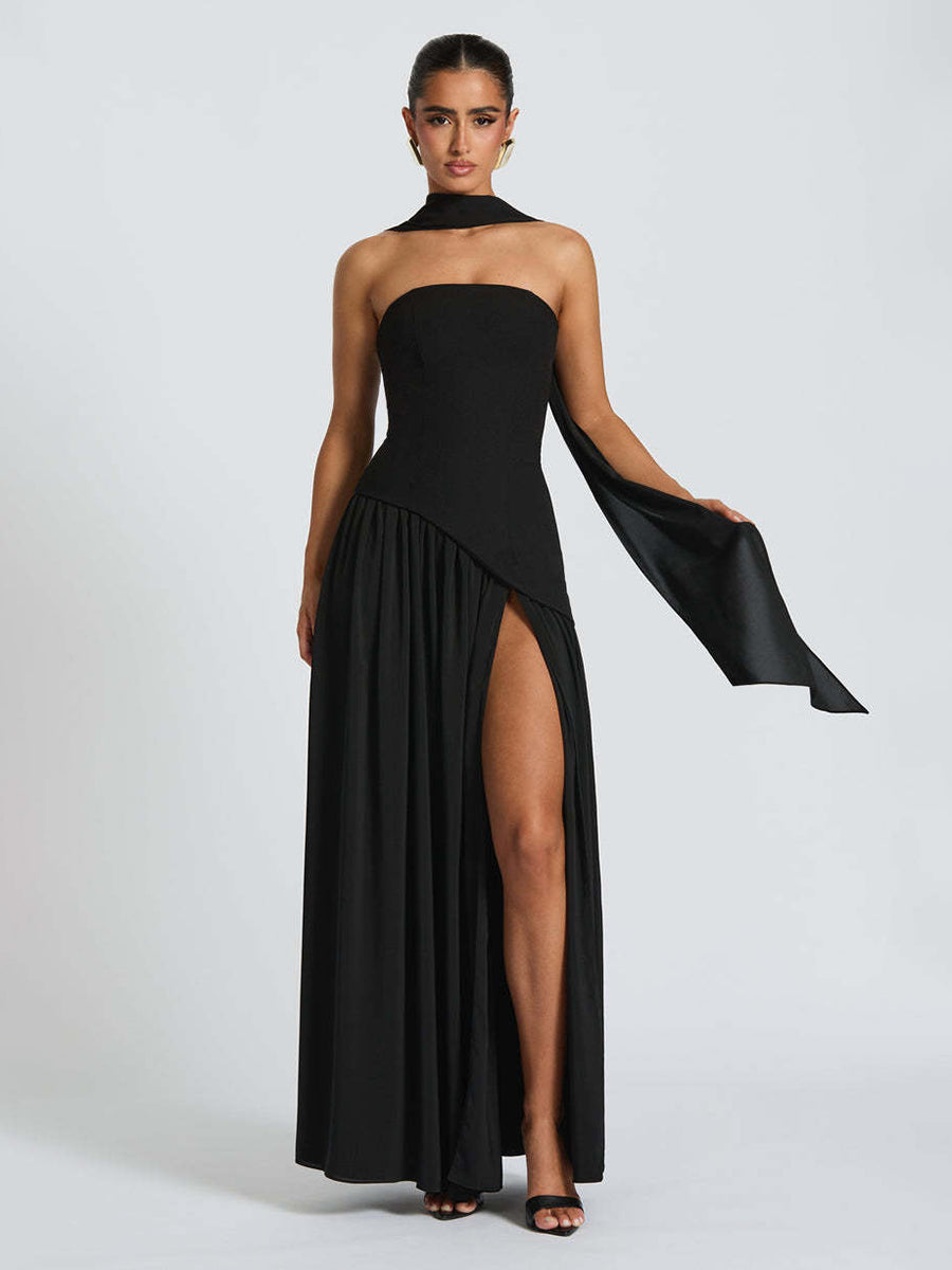 Strapless Asymmetric Waist Prom Dress XF251318
