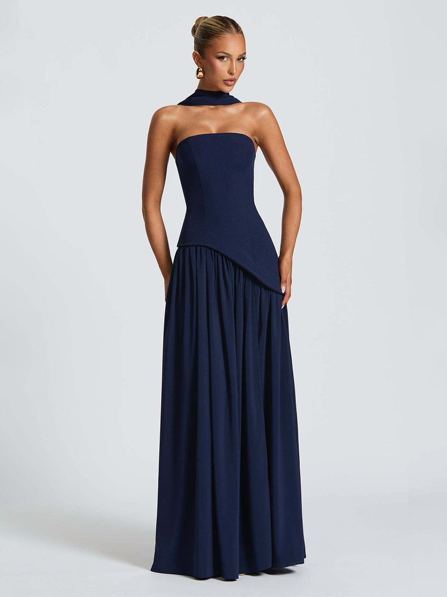 Strapless Asymmetric Waist Prom Dress XF251318