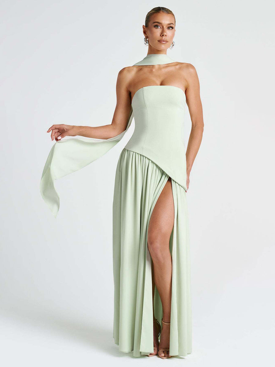 Strapless Asymmetric Waist Prom Dress XF251318