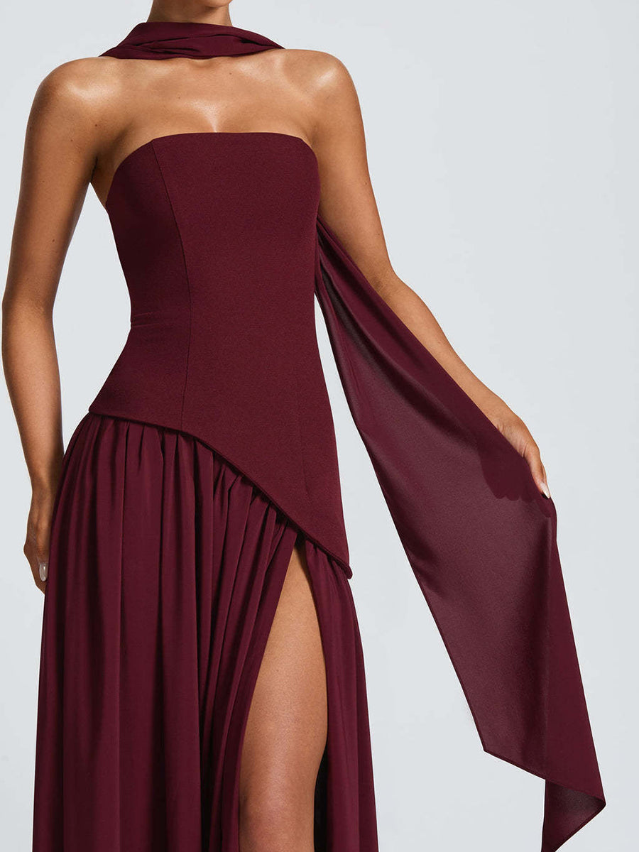 Strapless Asymmetric Waist Prom Dress XF251318