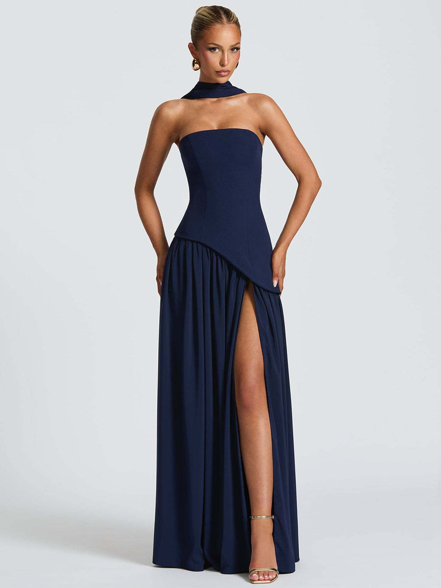 Strapless Asymmetric Waist Prom Dress XF251318