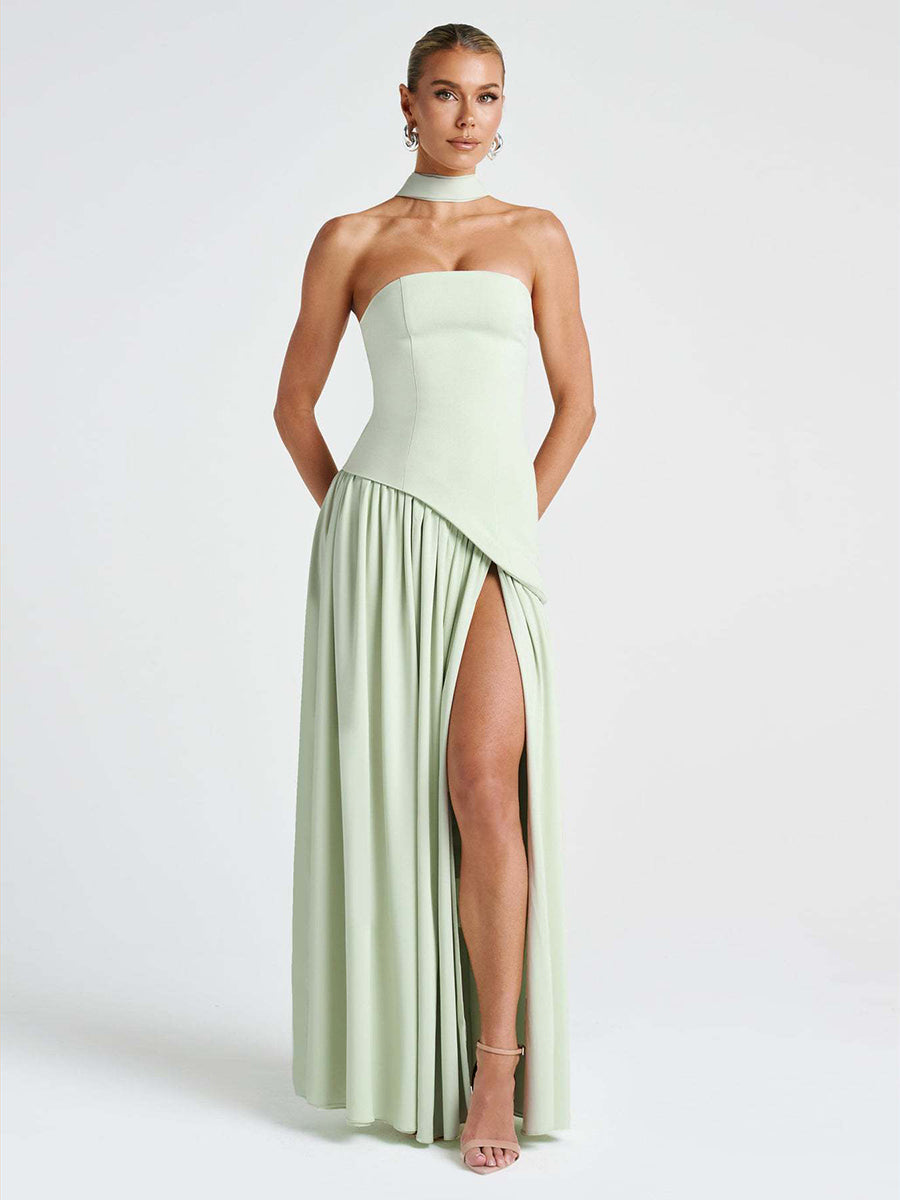 Strapless Asymmetric Waist Prom Dress XF251318