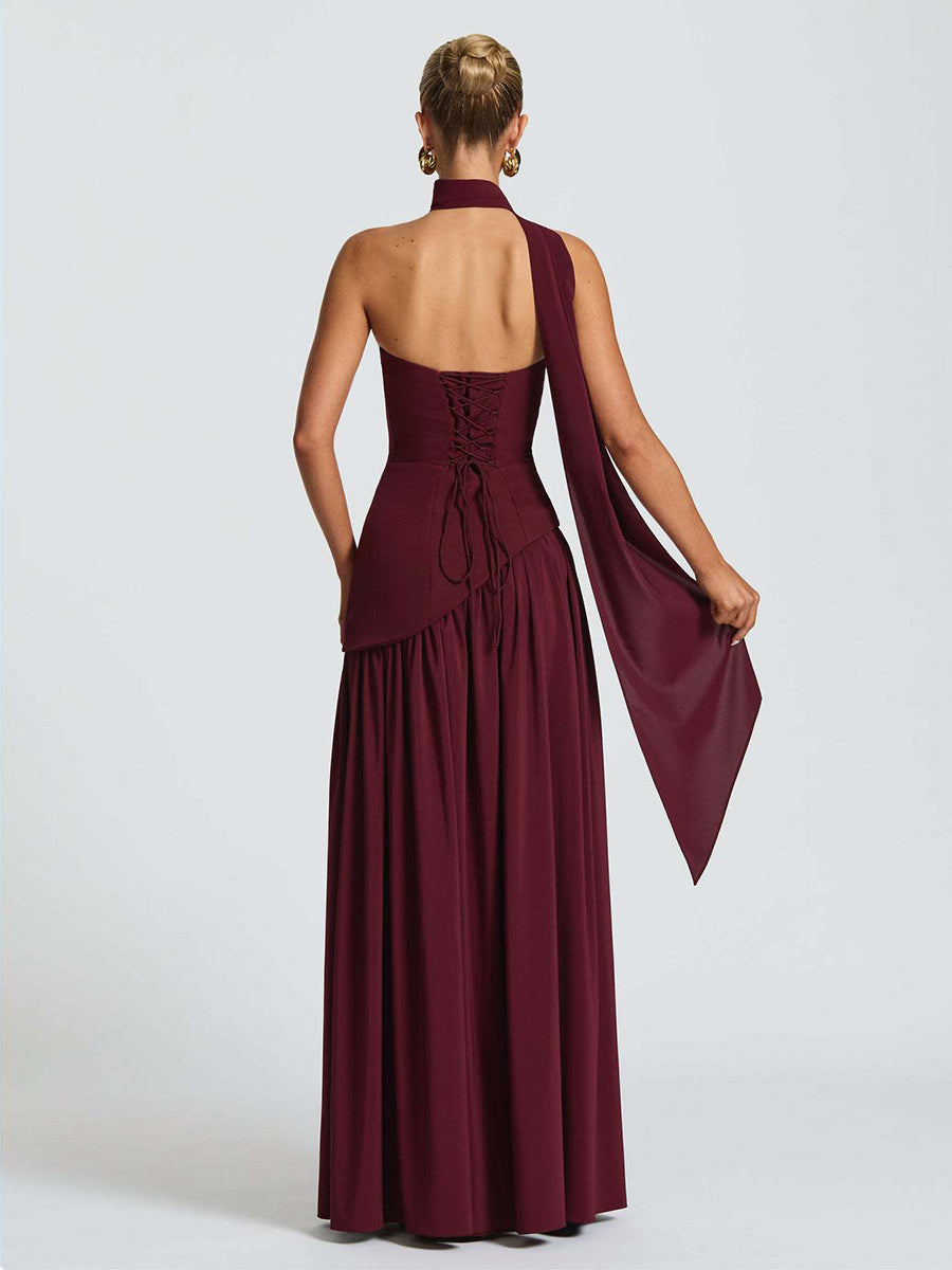 Strapless Asymmetric Waist Prom Dress XF251318