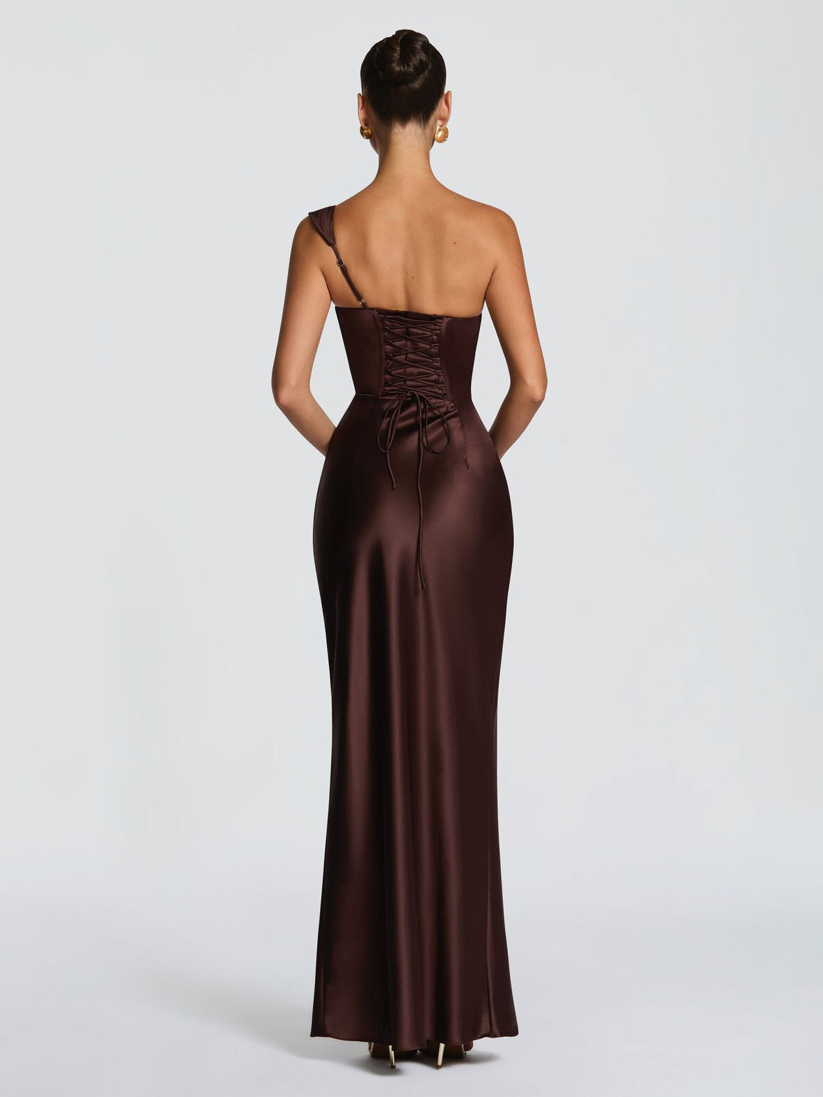 One Shoulder Ruched Satin Cocktail Dress