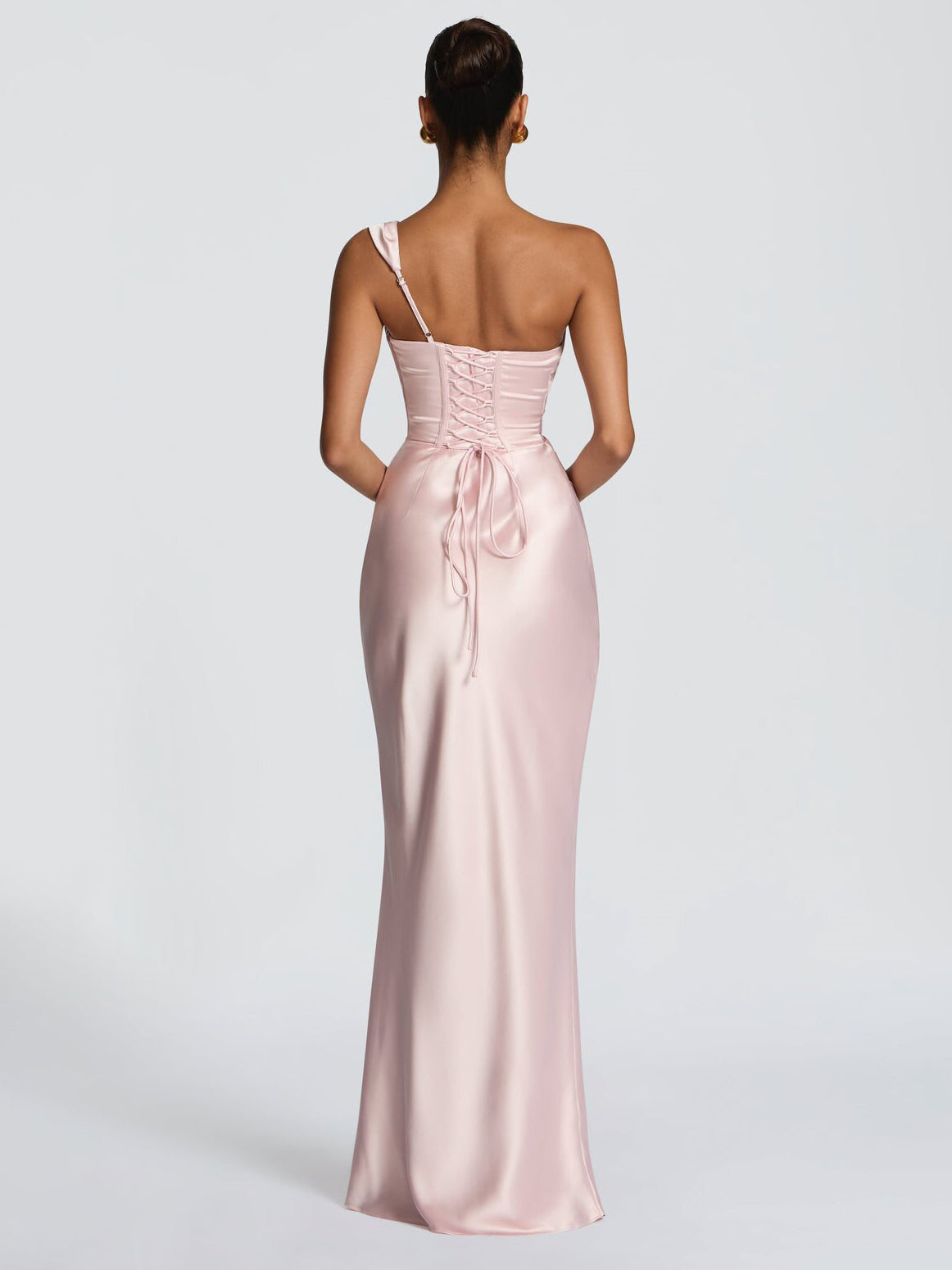 One Shoulder Ruched Satin Cocktail Dress