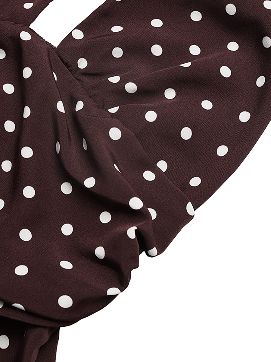 Polka Dot Halter Backless Maxi Dress XF251330