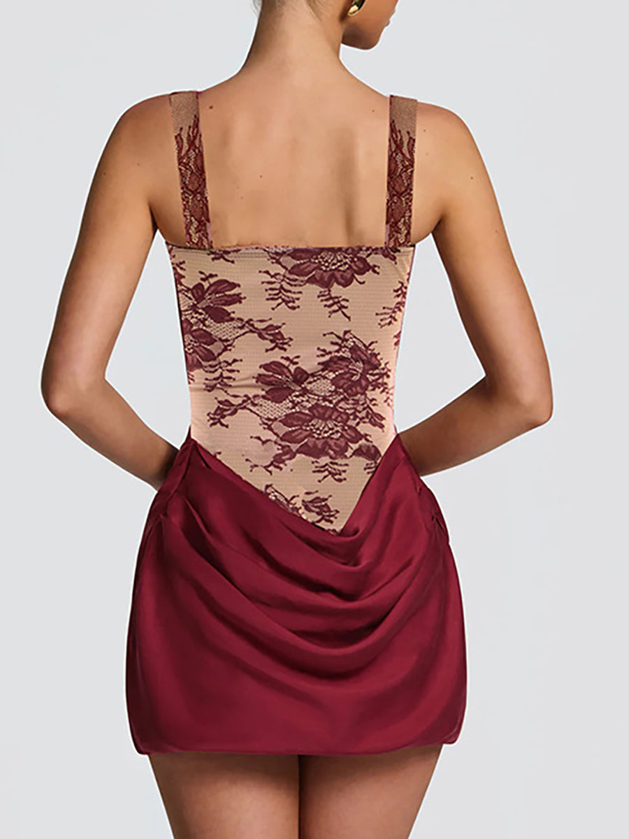 Lace Corset Draped Mini Party Dress XF251342