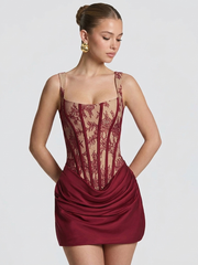 Lace Corset Draped Mini Party Dress XF251342