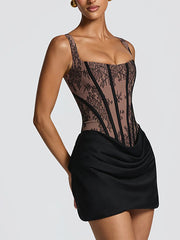 Lace Corset Draped Mini Party Dress XF251342