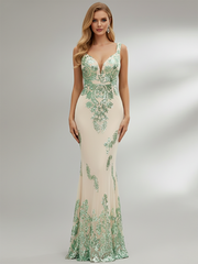 Sleeveless Mermaid Sequin Gown Dress XJ1747