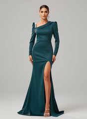 Dark Green Long Sleeve Mermaid Split Dress GM00676