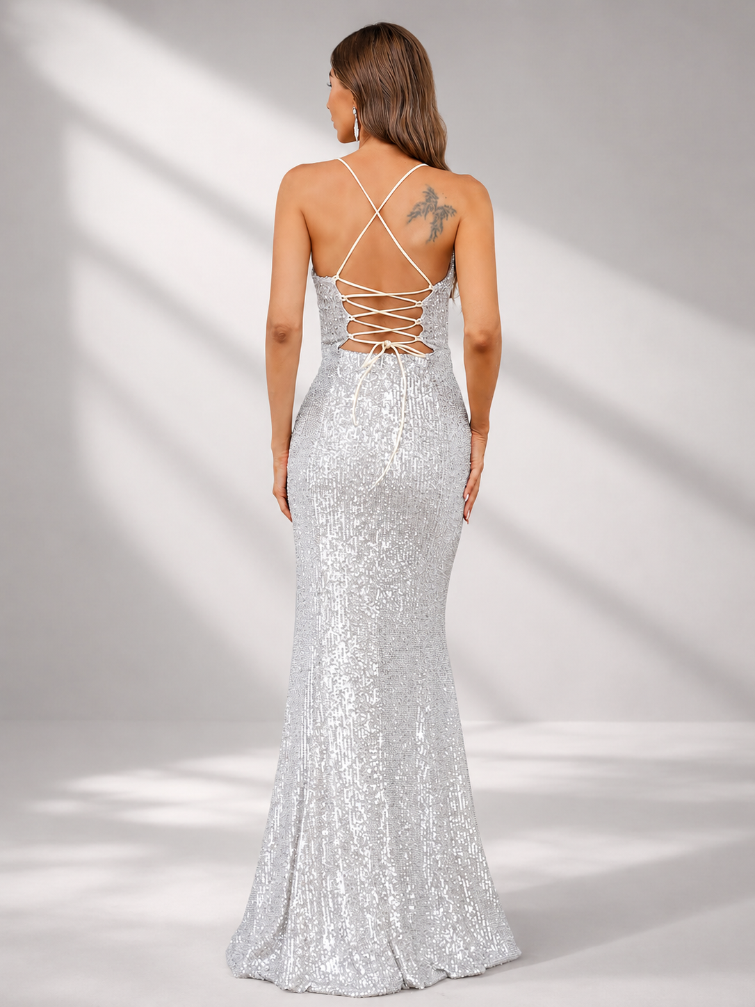 Lace Up Sequin Mermaid Prom Dress XH1182