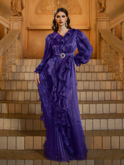 Purple Ruffled A-line Layer Prom Dress DH80483
