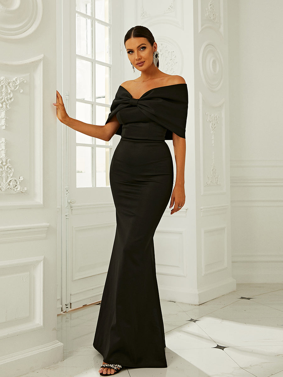 Off Shoulder Knot Mermaid Dress XH2181