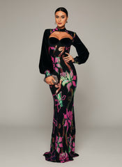 Cutout Lantern Sleeve Mermaid Dress RJ11296
