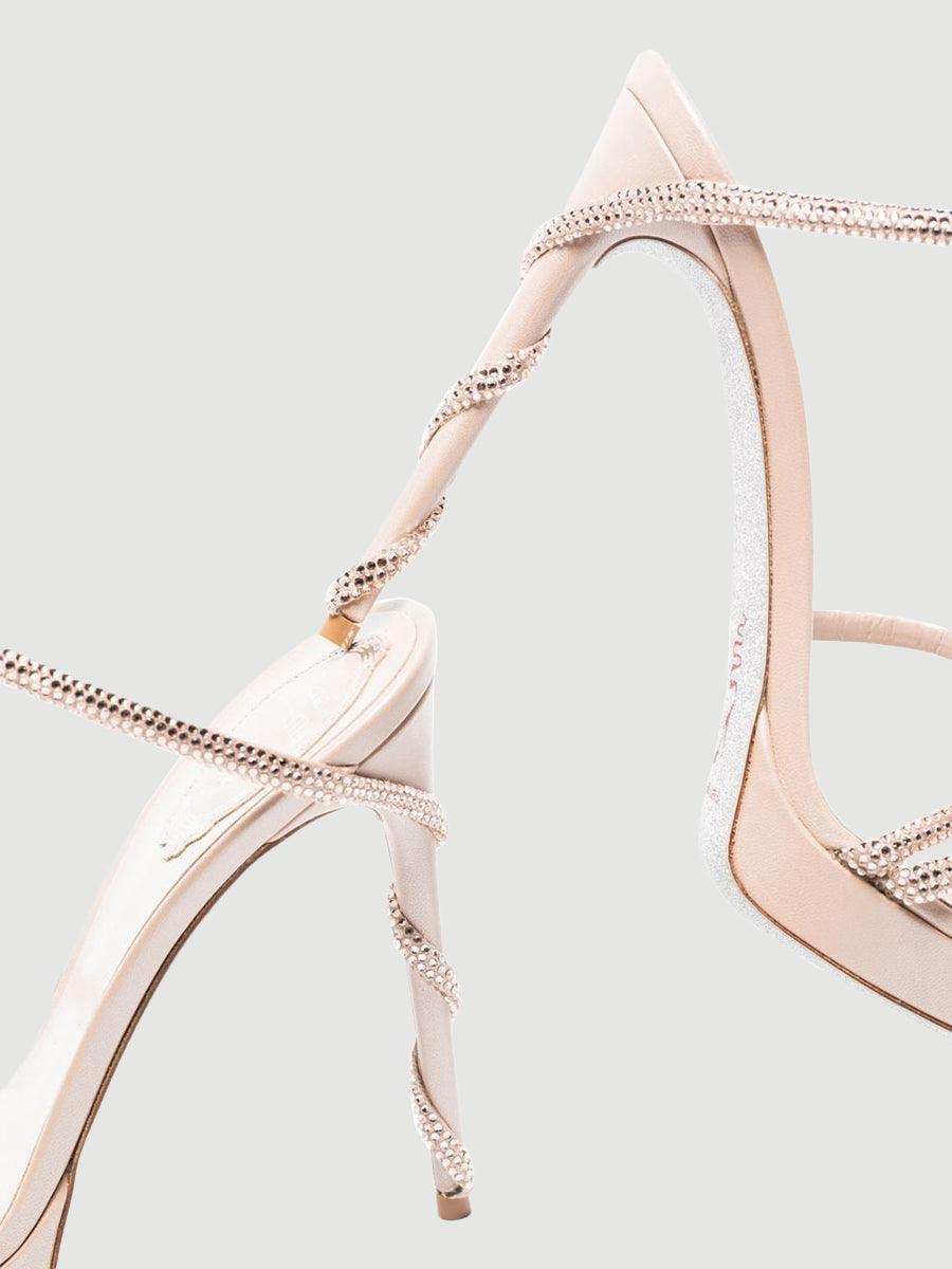 Rhinestone Snake Wrap Open-toe High Heels MHE1077