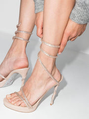 Rhinestone Snake Wrap Open-toe High Heels MHE1077