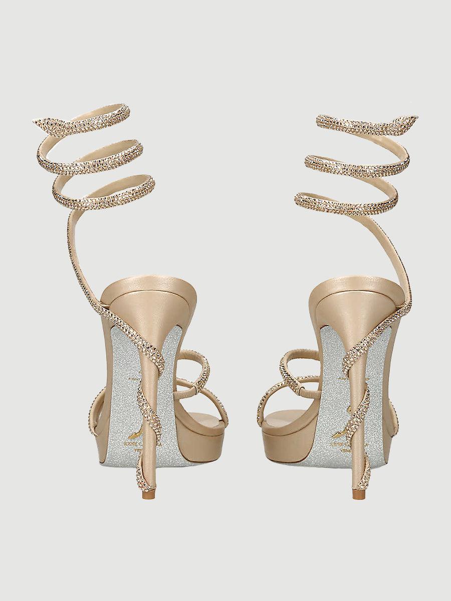 Rhinestone Snake Wrap Open-toe High Heels MHE1077