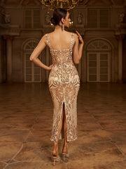 Square Neck Split Cocktail Dress RD50152