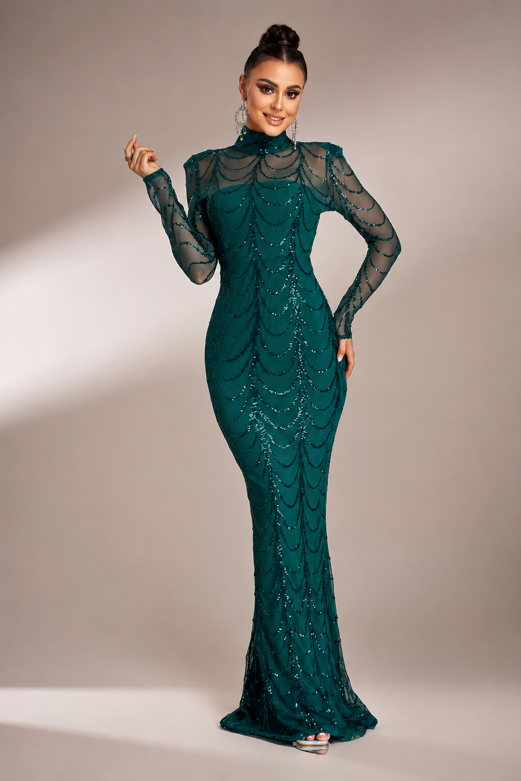 See-through Ripple Cocktail Dress M0032