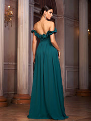 Green Ruffled A-line Prom Dress GM00986