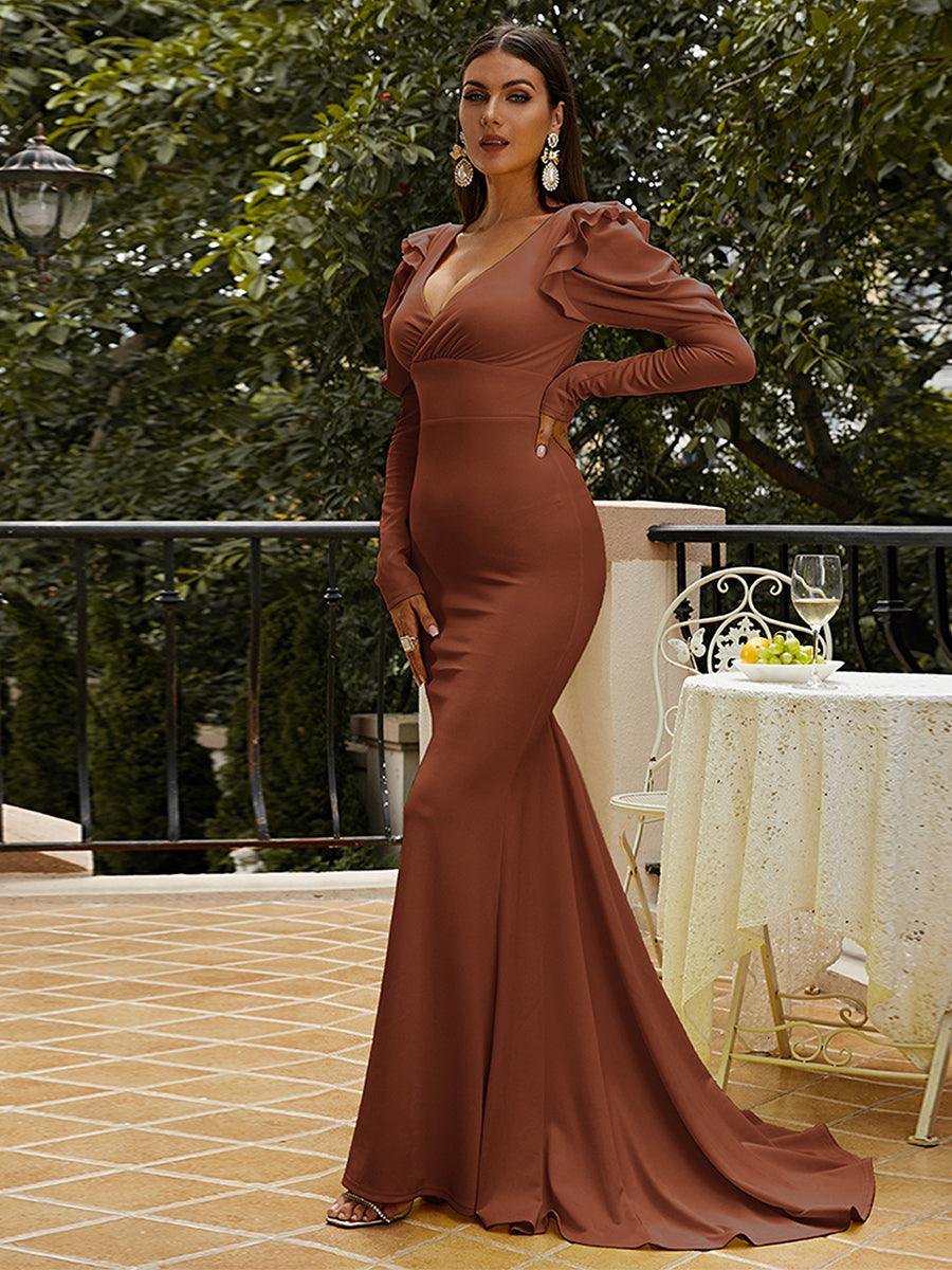 Puff Sleeve Mermaid Maxi Dress M02080