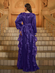 Purple Ruffled A-line Layer Prom Dress DH80483