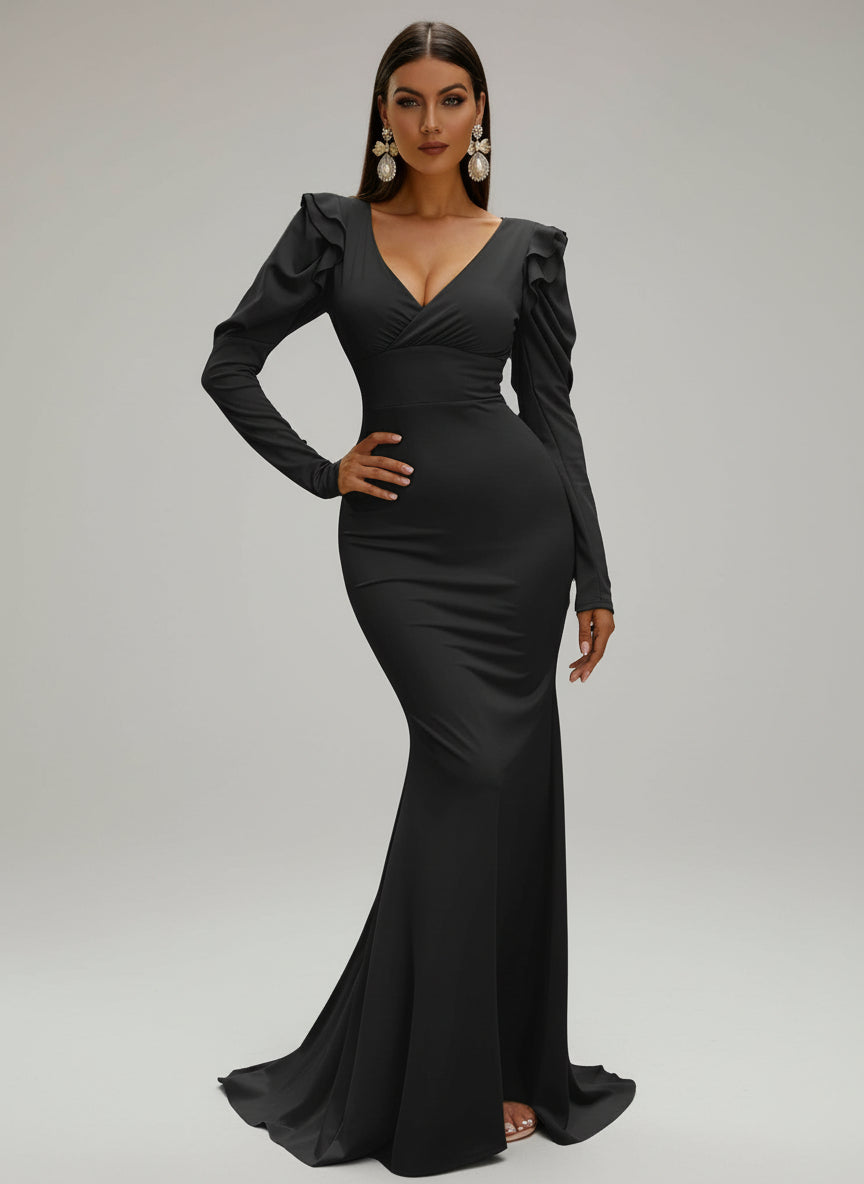 Puff Sleeve Mermaid Maxi Dress M02080