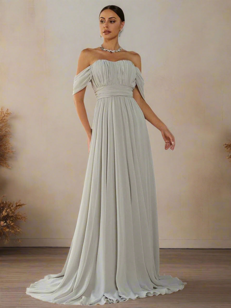 Off Shoulder Ruched Evening Dress RJ10007