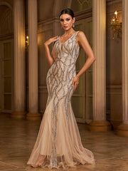 Sequin Mesh Sleeveless Prom Dress GM90173