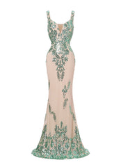 Sleeveless Mermaid Sequin Gown Dress XJ1747