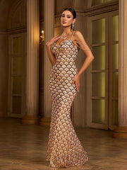Glam Sequin Spaghetti Strap Formal Dress GM90156