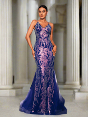 Spaghetti Straps Lace Up Sequin Dress RJ11833