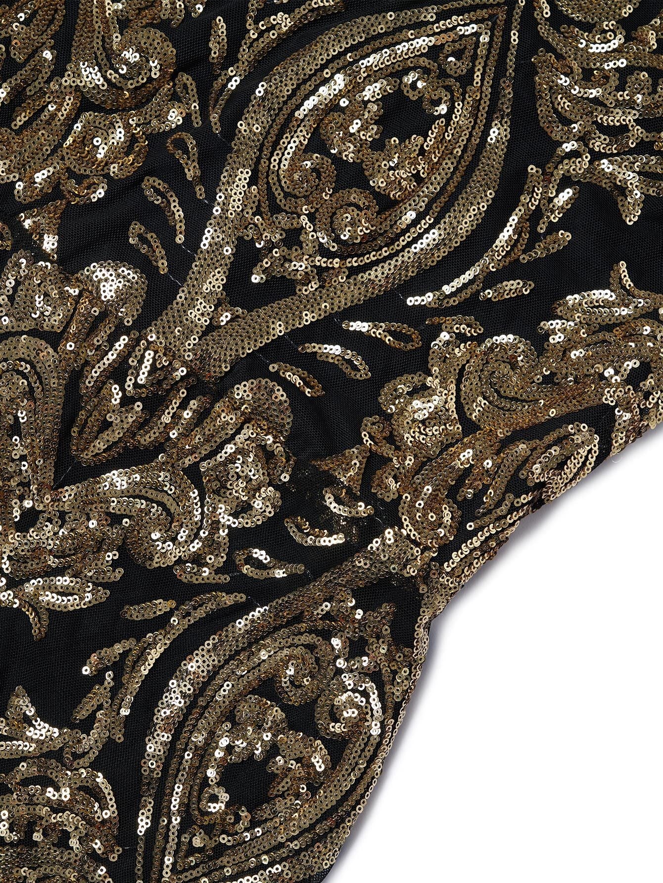Halterneck Damask Sequin Bodycon Mini Dress FT19757