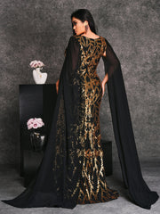 Plus V-neck Cape Sleeve Formal Dress PRX70124