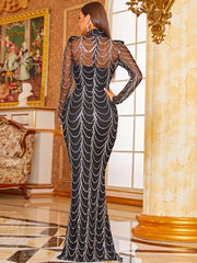 See-through Ripple Cocktail Dress M0032