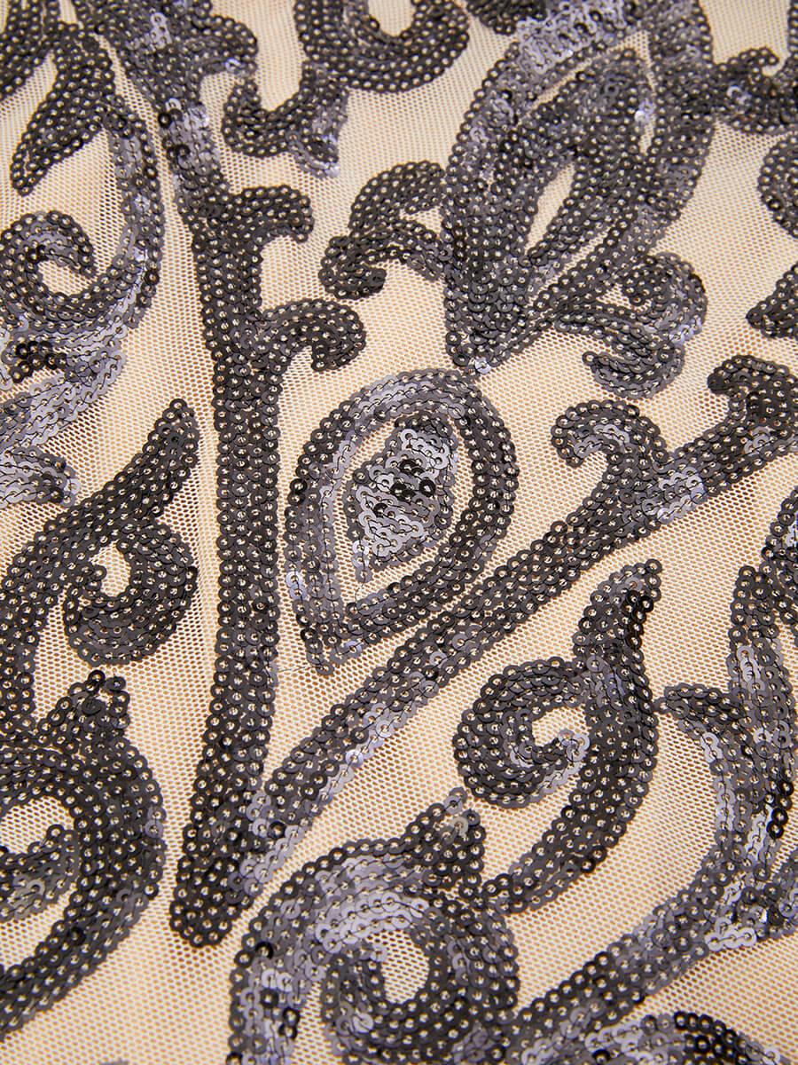 Spaghetti Black Split Maxi Sequin Dress M0761