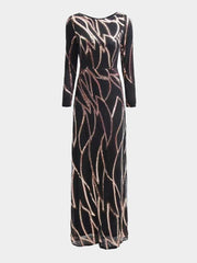 Long Sleeve Sequin A-Line Maxi Evening Dress XJ1962