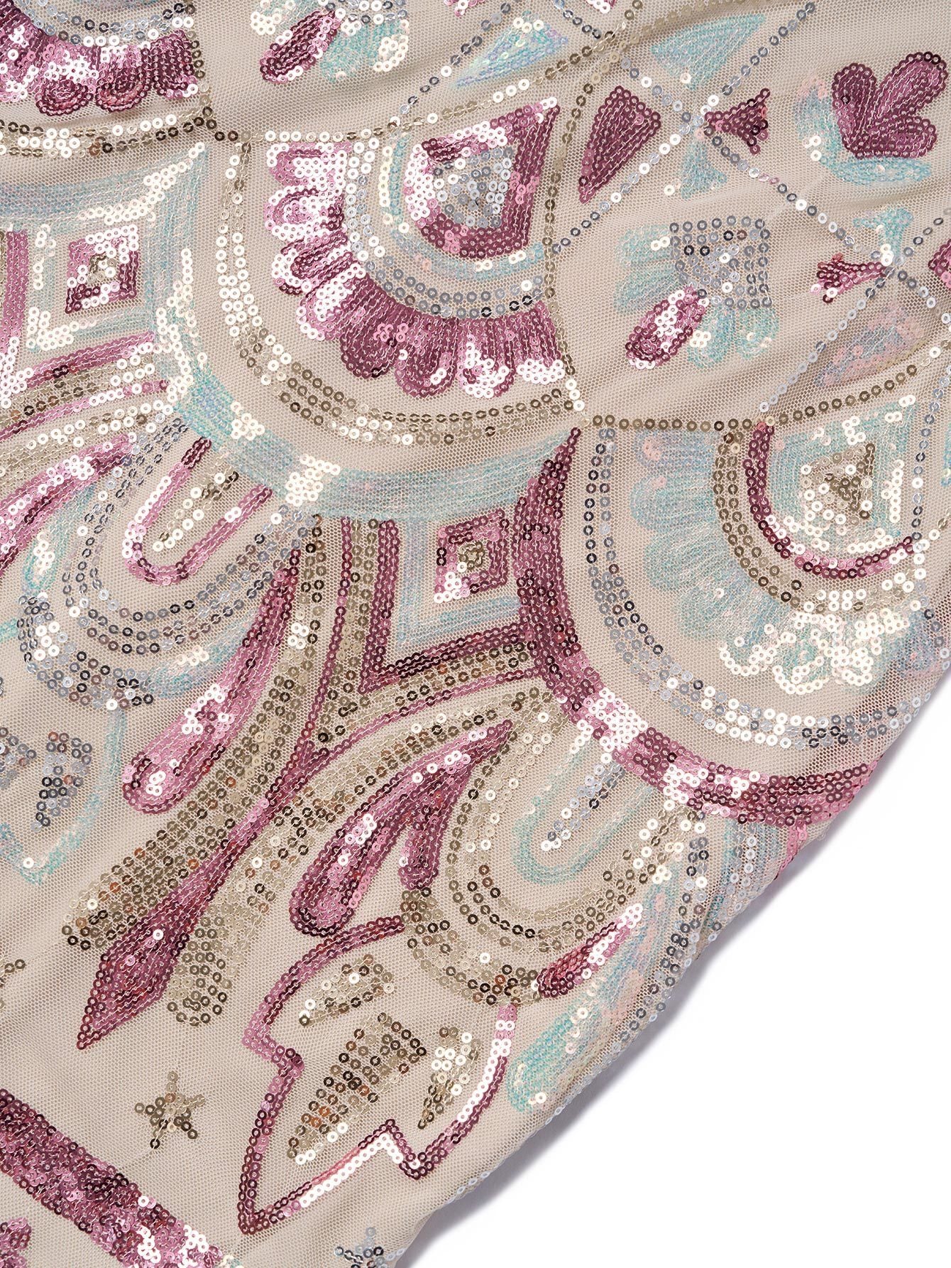 Draping Long Sleeve Sequin Formal Dress M02153