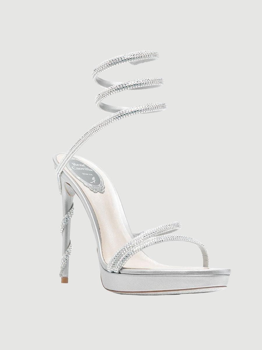 Rhinestone Snake Wrap Open-toe High Heels MHE1077