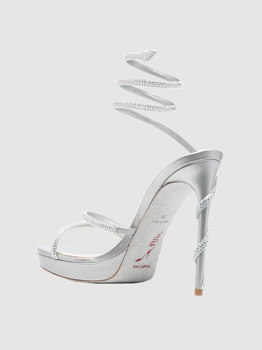 Rhinestone Snake Wrap Open-toe High Heels MHE1077