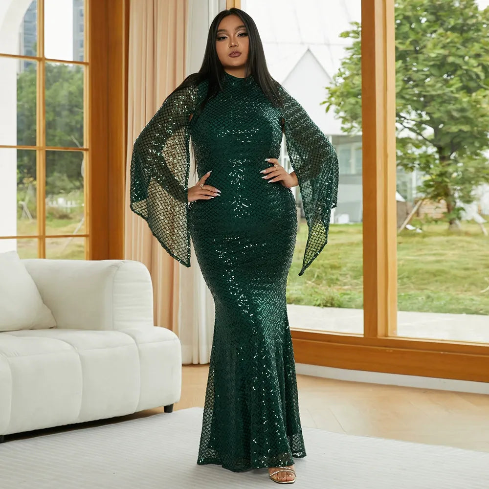 Plus Mermaid Sequin Evening Dress PXJ1263