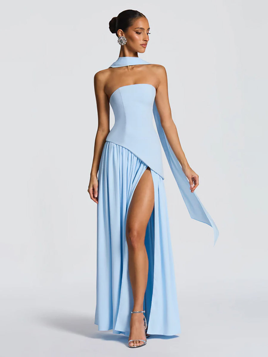 Strapless Asymmetric Waist Prom Dress XF251318