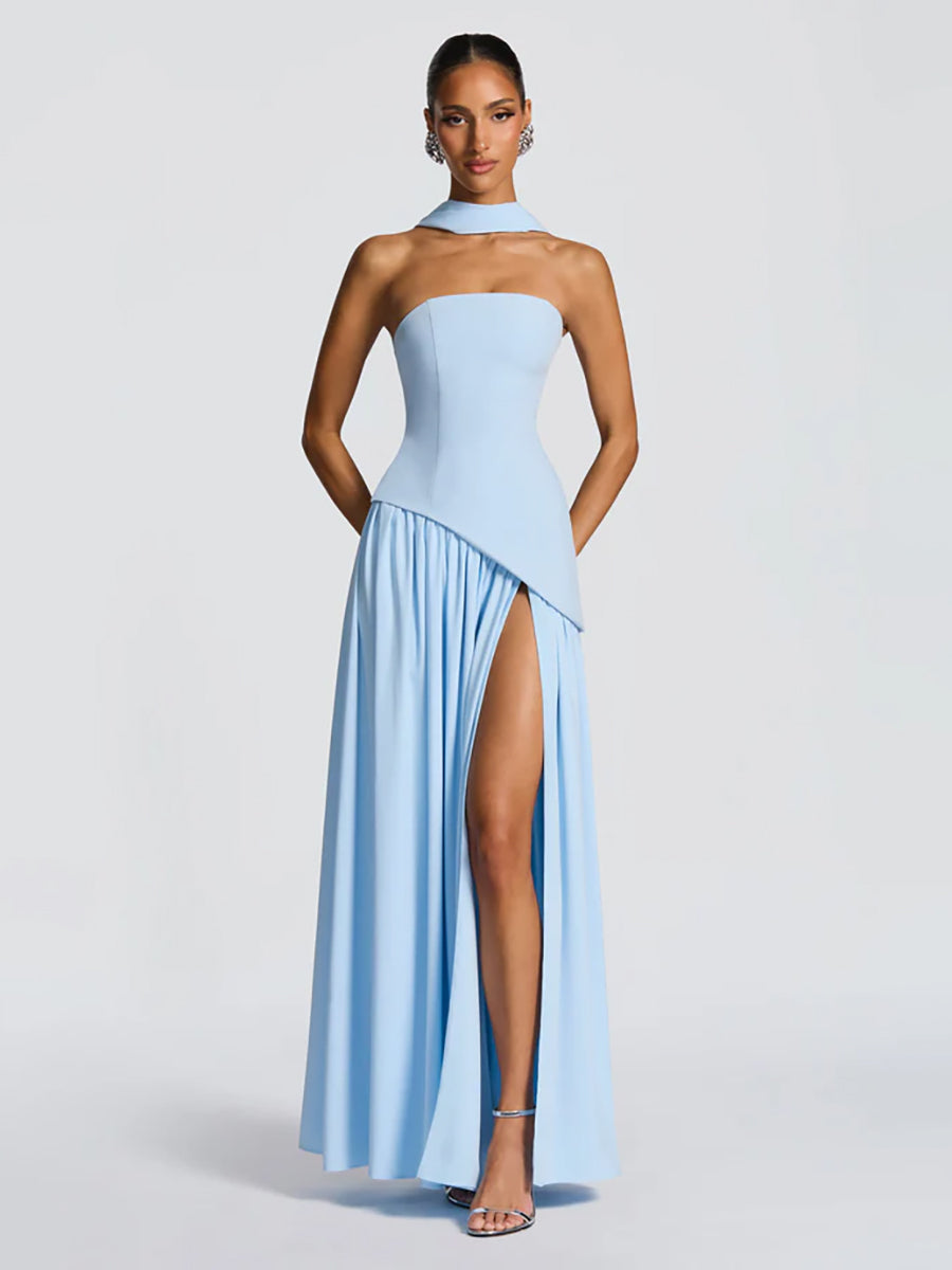 Strapless Asymmetric Waist Prom Dress XF251318