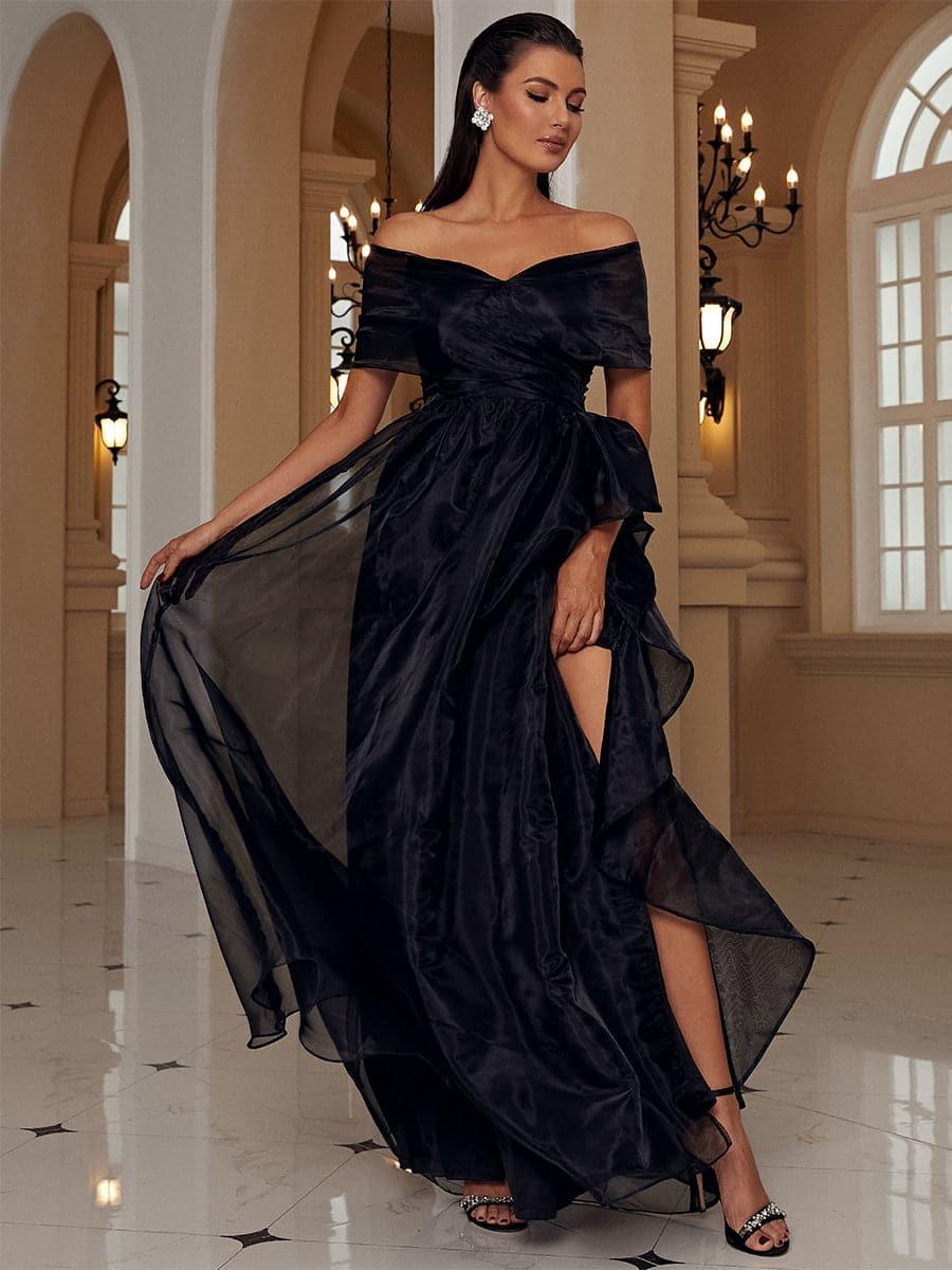 Off Shoulder Ruffle Tulle A-Line Prom Dress WY52