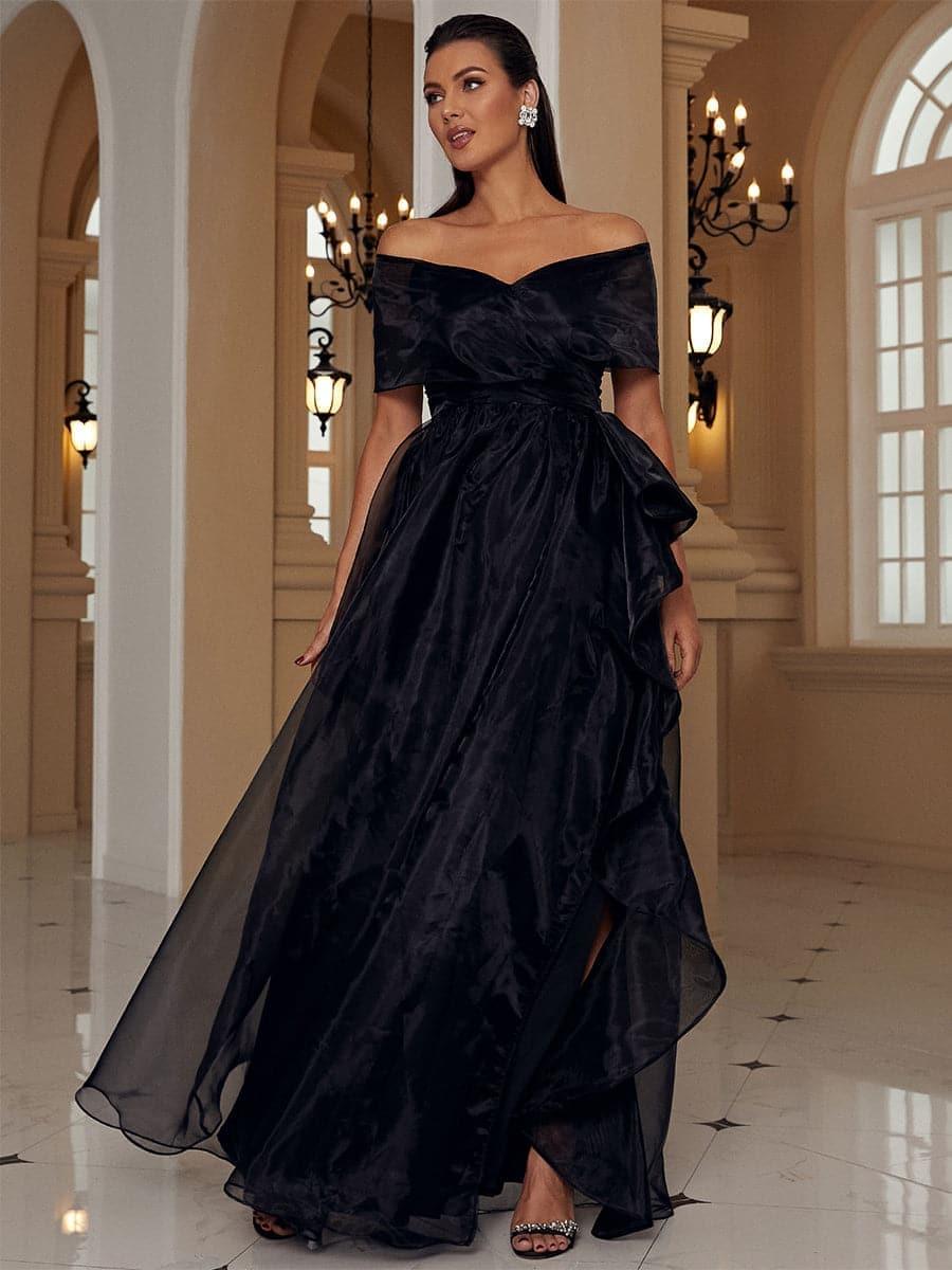 Off Shoulder Ruffle Tulle A-Line Prom Dress WY52