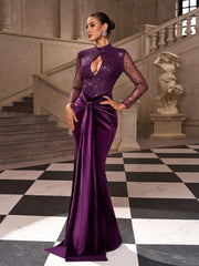 Keyhole High Neck Sequin Evening Dress SL30242